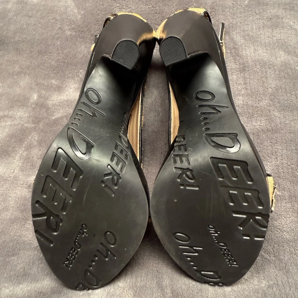 Oh Deer Dolce Leopard Print Platform Heel Sandals Size 7.5